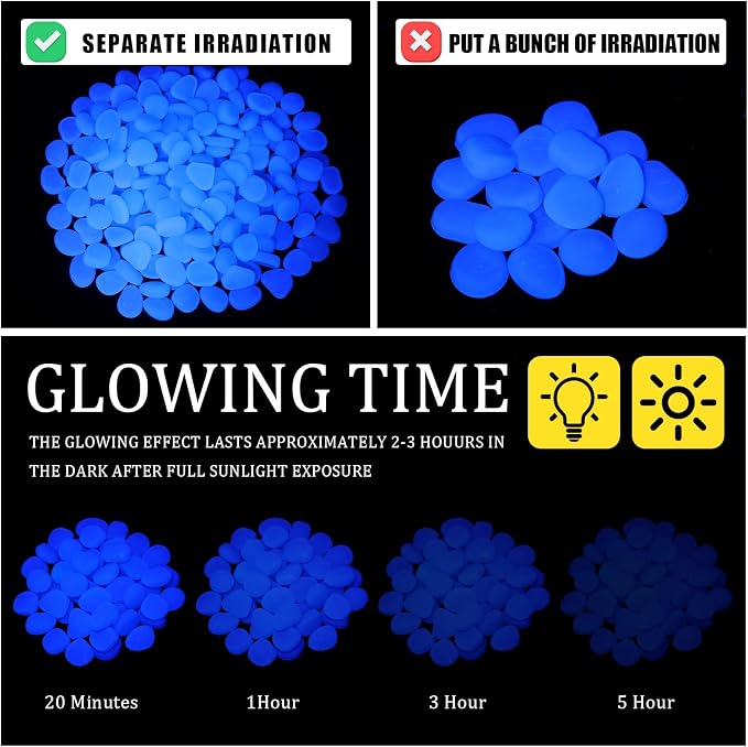 Sasylvia 3000 Pcs Glow in The Dark Rocks 1 Inch Glow Rocks 12.6 LB Garden Glow in The Dark Stone Outdoor Glow in The Dark Pebbles for Landscaping Walkway Pathway Backyard Fish Tank Plant (White)