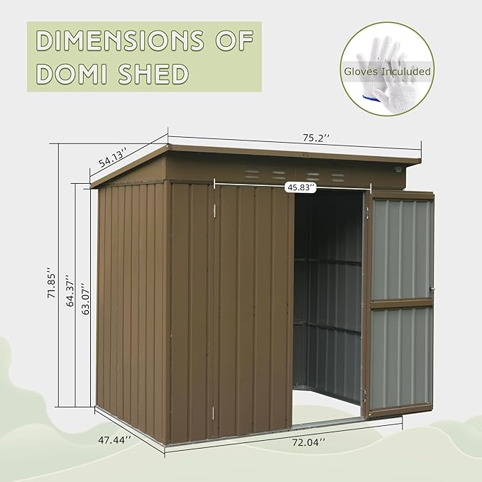 Christopher Knight Home Avonn Outdoor Storage Shed 6x4 FT, Metal Tool Sheds Storage House with Lockable Double Door, Large Bike Shed Waterproof for Garden, Backyard, Lawn, Brown