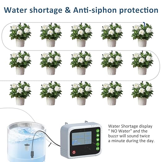 SoulBay Automatic Plant Waterer Indoor, USB Rechargeable Drip Irrigation Kit for up to 15 Potted Plants, Programmable Self Watering System with Digital Timer for Vacation & Houseplant Care