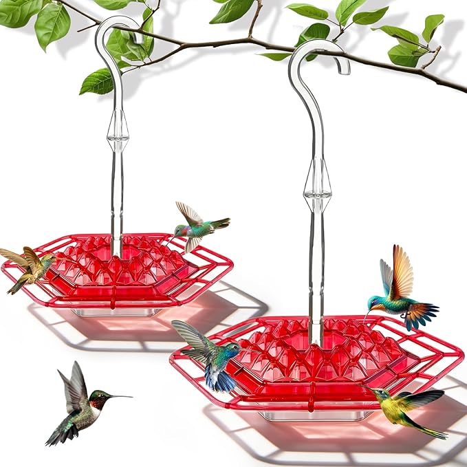 2 Pack Hummingbird Feeder for Outdoors Hanging,16 OZ Humming Birds Feeders with 30 Bee Proof Leak Proof Feeding Ports,Bird Feeder for Outside,Gifts for Women Mom,Hanging Garden Yard Décor