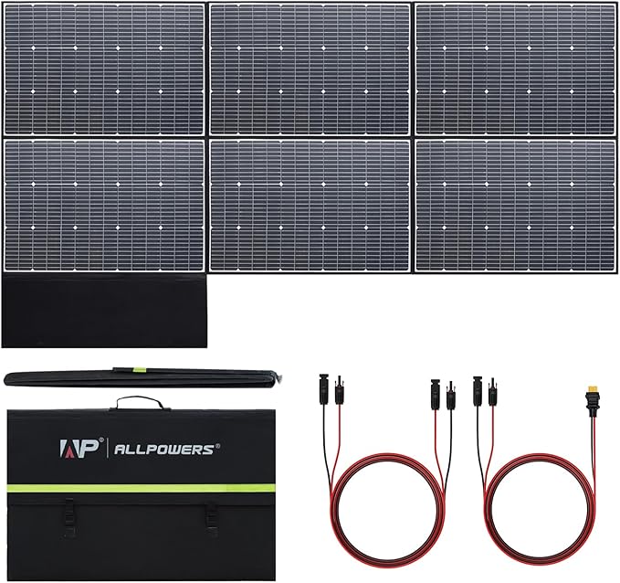ALLPOWERS SP039 600W Foldable Solar Panel, 24% Efficient IP66 Waterproof for RV Camping Home & 12V Systems, Compact Portable Design
