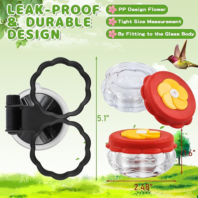 Gbekery Handheld Hummingbird Feeders (Set of 2) with Window Mount Suction Cup, New Upgraded Small Glass Hummingbird Feeder for Outdoors, Mini Window Humming Birds Feeders