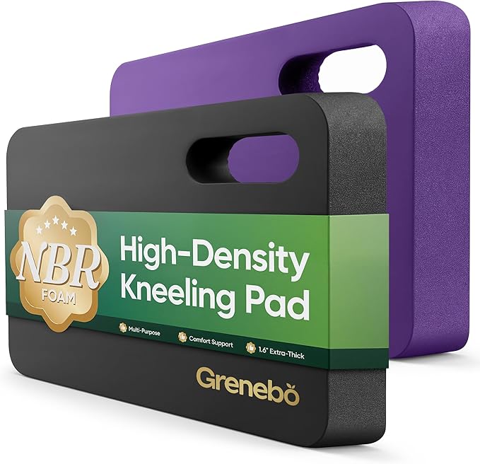 Grenebo 2-Pack 1.6" Extra Thick NBR Foam Garden Kneeling Pads, Ultra Soft Cushion Kneeling Pads for Gardening, Gardening Kneeling Pad for Baby Bathing, Work, Exercise, 17.3×11×1.6 in, Black Purple