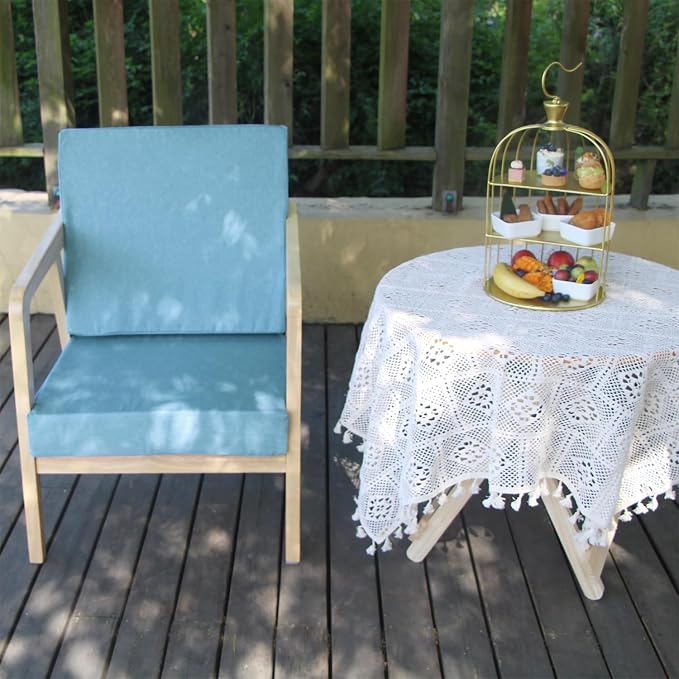 Patio Seat Cushion Covers,Washable Slip Covers Replacement,Waterproof Outdoor Furniture Chair Cushion Pillow Seat Cover for Couch,Garden,Sofa,Water Blue,24"×22"×4"(2 Covers Only)