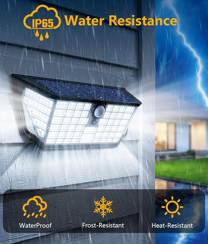 Solar Motion Sensor Lights Outdoor 2Pack, 4500LM & 300° Wide Motion Sensor, 7000K Solar Flood Lights Solar Powered, 3 Lighting Modes Solar Security Spot Lights Waterproof for Fence Wall Yard Deck