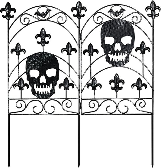hogardeck Halloween Decorations Outdoor, Metal Fence Decorative Garden Stakes with Skull Head for Halloween Decor, Yard Signs for Halloween Outside Garden Lawn Porch Party Decorations