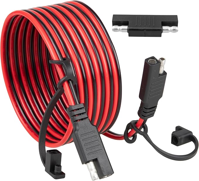 Oyviny 6FT 16AWG SAE Extension Cable with Polarity Reversing Adapter, Heavy Duty 2 Pin SAE Quick Connector with Dust Caps for Solar Panel Automotive Battery Charger Trolling Motor 12V