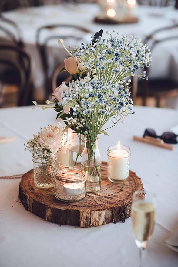 Baby's Breath Artificial Flowers Bulk 10 Pack (30pcs) Faux Baby Breath Plastic Flower Fake Gypsophila Flower Arrangement for Crafts Fake Flowers Bouquet for Wedding Centerpieces Blue Baby Breath