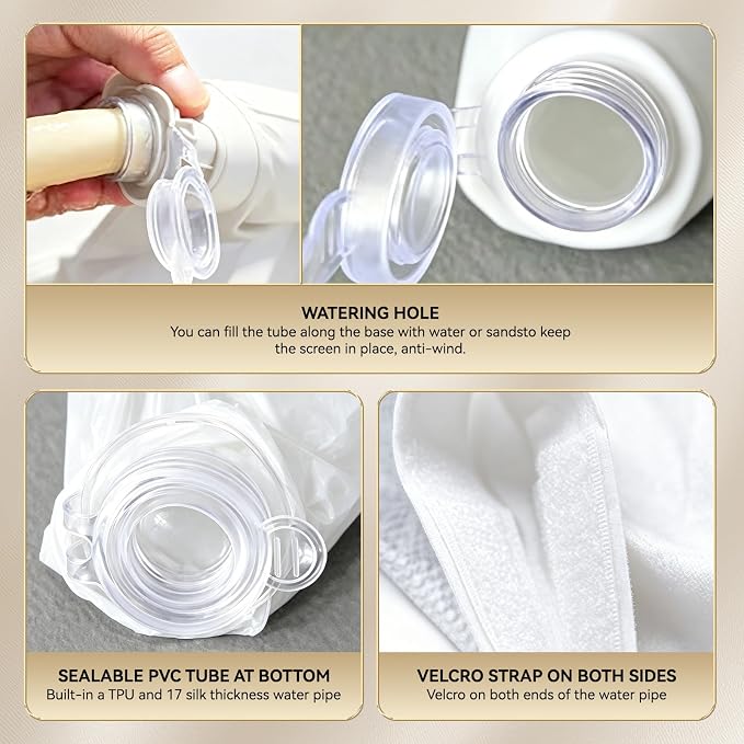 9-11 FT Outdoor Mosquito Netting for Patio, Windproof Universal Umbrella Mosquito Net for Patio Garden Backyards, Polyester Mesh Outdoor Umbrella Screen with Zipper (White)