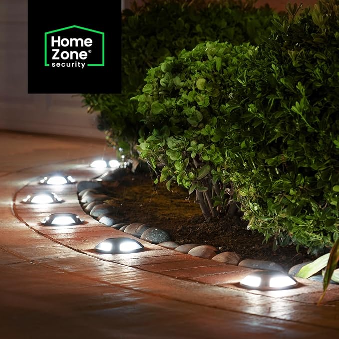 Home Zone Security 4 Packs Solar Deck Light Outdoor 40 Lumens Total Waterproof Weather Resistant, Auto On Sensor Fence Light, Durable Aluminum Plastic Case for Decor Step Pathway Garden