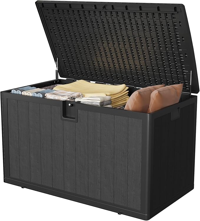 130 Gallon Waterproof Outdoor Storage Box, Lockable Deck Cabinet for Patio Furniture, Outdoor Cushion Organizer, Garden Tools, Package Delivery, Deck Boxes Outdoor Waterproof