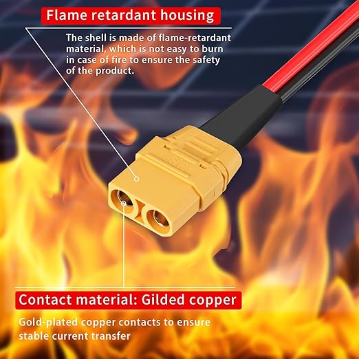 ELFCULB XT90 to O Ring Terminal Cable, 10AWG XT90 Female Connector to O Ring for RC Lipo Battery FPV Racing Drone Portable Power Station(2FT)