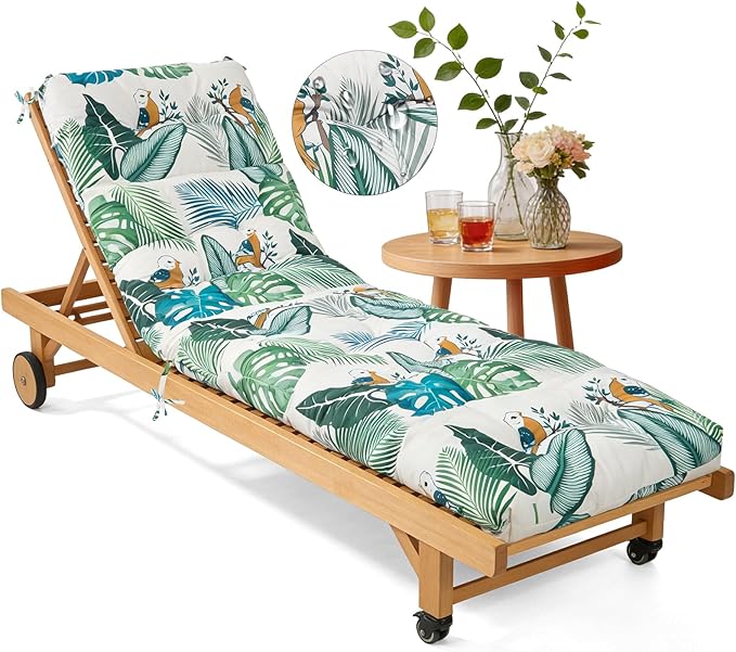 Waterproof Outdoor Lounge Chair Cushions 74.8 x 22 x 4.7 Inches，Chaise Lounge Chair Cushions Replacement for Outdoor Furniture with Ties, Thickened Patio Pool Bench Lounge Chair Cushions