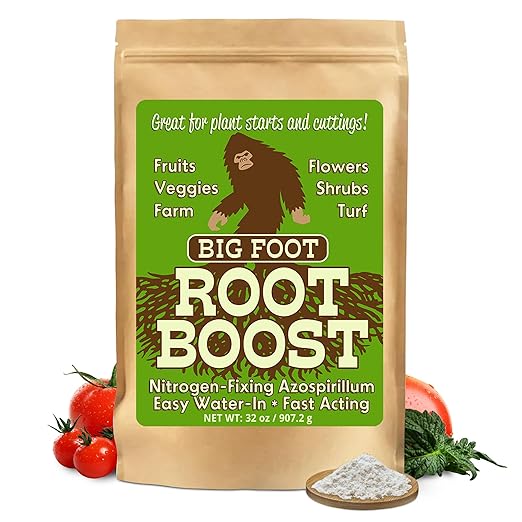 Big Foot Probiotic Root Boost Water Soluble Powder For Established Plants and Transplants - GROW ROOT SIZE, Increase Nitrogen, Grow New Plants from Cuttings, Pea Inoculant - 32 Ounces