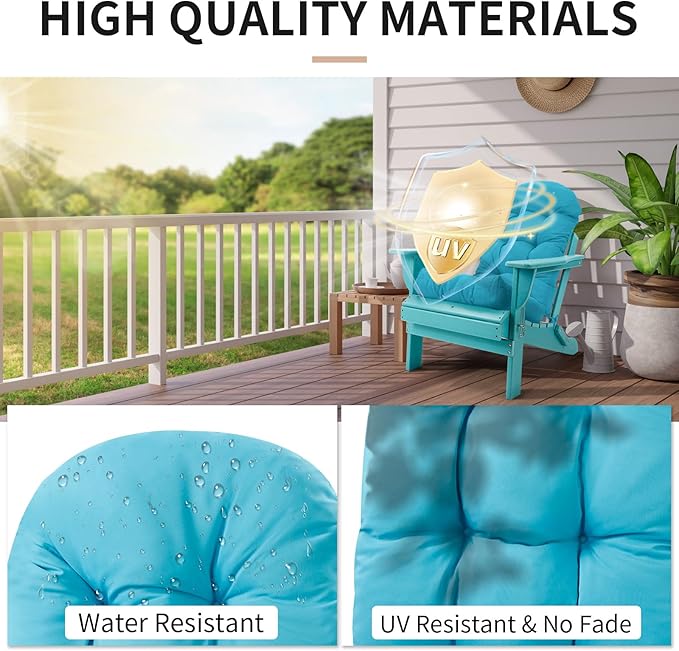 Adirondack Chair Cushions Set of 2, High Back Patio Chair Cushions 48 x 19.7 x 4.7 Inch, Indoor/Outdoor Thickened Rocking Chair Cushion, Fade-Resistant & Waterproof (Bird Green)