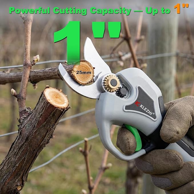 Electric Pruning Shears 1inch Cutting Diameter, 16.8V Professional Cordless Battery Powered Tree Branch Pruner with 2000mAh Batteries for Branch, Fruit Plucking and Tree Trimming