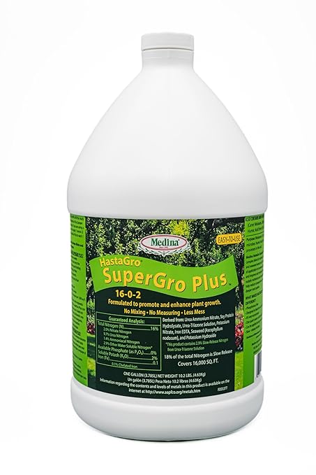 Medina Agriculture Products HastaGro 16-0-2 SuperGro Plus, No Phosphorus Lawn Fertilizer with Molasses and Humic Acid