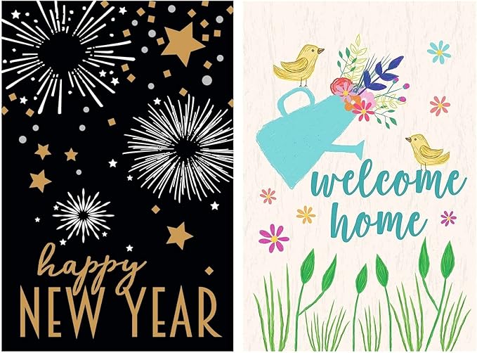Garden Flags Multi Pack for Outside - 12 x 18 In, Multicolor Polyester, 10-Pack - Outdoor Decorative & Religious Seasonal Welcome Garden Flag Set