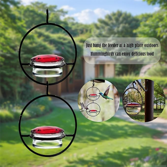 2025 New Model 3 Pack Humble Slim Hummingbird Feeder - Circular Leak-Resistant Design, Easy Clean & Fill, Outdoor Hanging Feeders for Garden, Backyard, Patio, Window (Black)