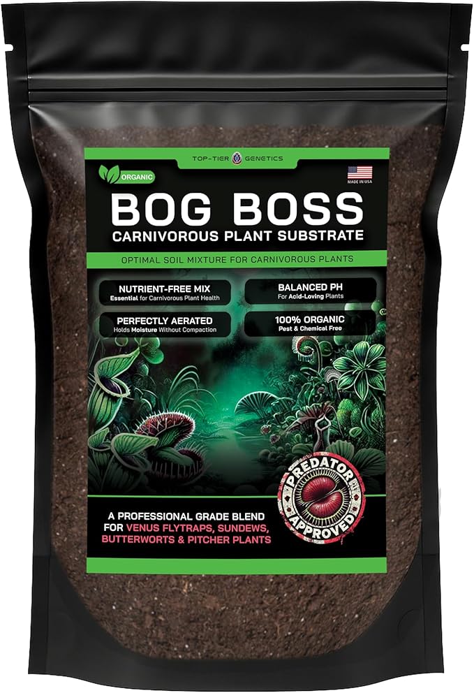 BOG BOSS - Premium Carnivorous Plant Soil Blend | Ideal for Venus Flytraps, Sundews, Nepenthes Pitcher Plants & Butterworts (1 QT)