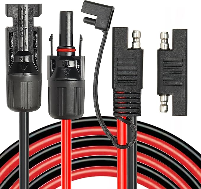 MOOKEERF Solar Panel to SAE Adapter Cable - 10FT 10AWG Solar Extension Cable for RV Solar Panel Caravan Battery Charger Kit with SAE Polarity Reverse Adapter