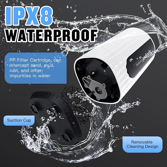 Spopal Portable Shower for Camping, [Upgraded] 10000mAh Rechargeable Camping Shower with 5 Adjustable Speeds,Premium LED Display, IPX8 Waterproof Outdoor Shower Kit for Hiking, Car, Pet, Travel