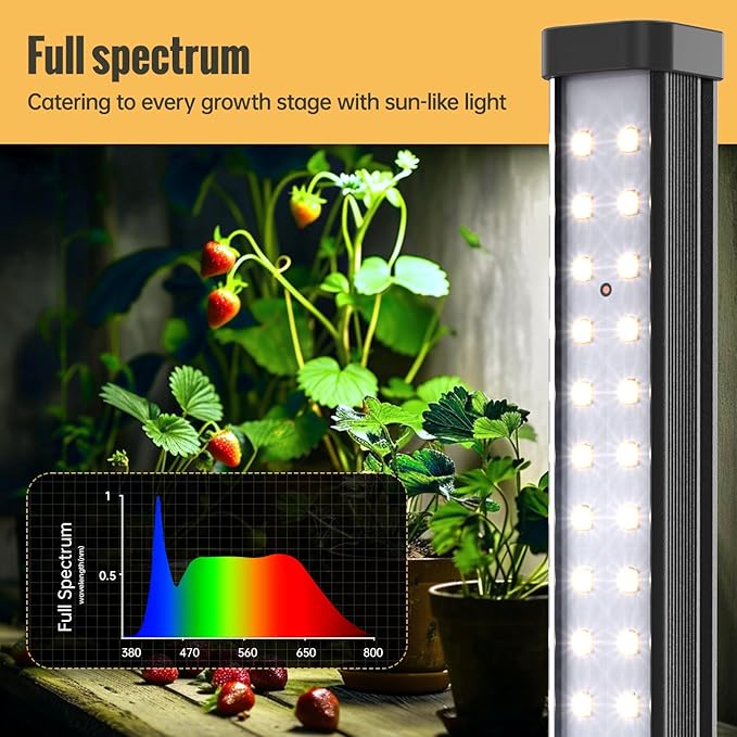 Vertical Grow Light, 72 LEDs Full Spectrum Light Bar, 5000K Wide Illumination Area Desk Light,1.4FT Stand Plant Lamp for Tall Houseplants, Tropical Plants, Foliage with On/Off Switch