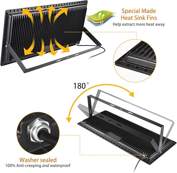 XYCN 600W LED Stadium Flood Lights Outdoor(3050W Equivalent),67500LM Super Bright LED Arena Lights,100-277V IP66 Waterproof 5000K Daylight White Commercial Lighting for Sports Fields and Counts