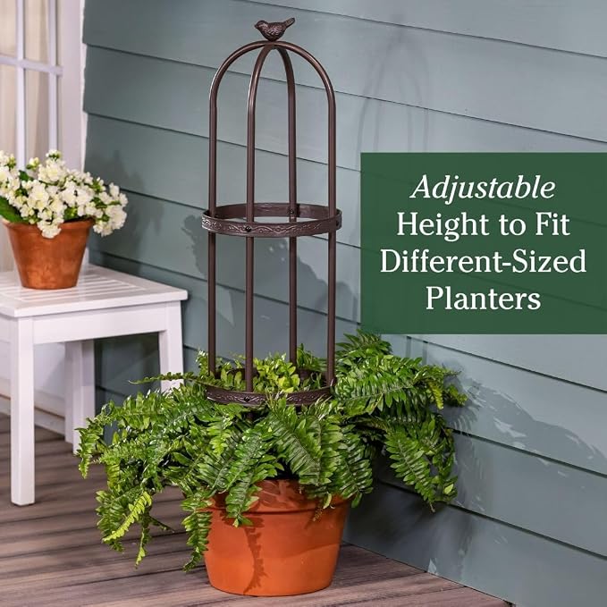 Evergreen 7 ft Garden Trellis for Climbing Plants Outdoor Metal Garden Obelisk, Indoor Plant Trellis for Potted Plants & Heavy Vines Support, Bronze