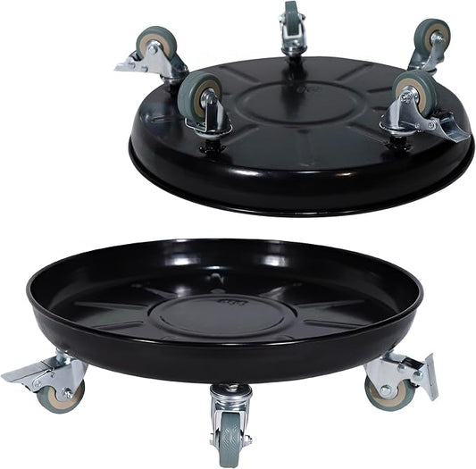 16" 2-Pack Metal Plant Caddy with Wheels, Heavy Duty Caddiq Series Rolling Plant Stand with Rubber Coated Casters & Pedal Brakes, Reinforced M10 Welding, Indoor Outdoor Pot Dolly