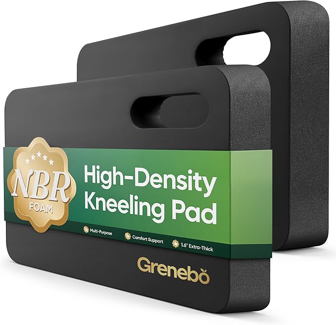 Grenebo High-Density NBR Foam Garden Kneeling Pad, 1.6" Extra Thick Gardening Pads for Kneeling, Ultra Soft Kneeling Pads for Gardening, Work, Exercise, Yoga, Bathing Baby, 17.3×11×1.6 in, Black