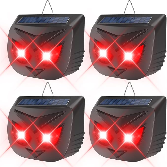 Coyote Deterrent Solar Animal Repellent Outdoor Predator Eyes Animal Deterrent for Deer Fox Skunk Raccoon Predator Light for Chicken Coop Yard Farm,4 Pack