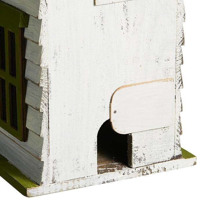 Glitzhome Hanging Birdhouse for Outside, Oversized Solid Wood 3-Story Villa Bird House, 20" H Distressed Pet Cottage Decorative Birdhouse for Outdoor Patio Garden