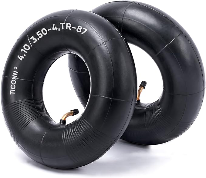 TICONN 4.10/3.50-4 Tire Inner Tube, 2 Pack Inner Tire Tube for Wheelbarrow Tires, Replacement Tube with TR-87 Bent Valve Stem for Wheelbarrows, Mowers, Hand Trucks, ATVs