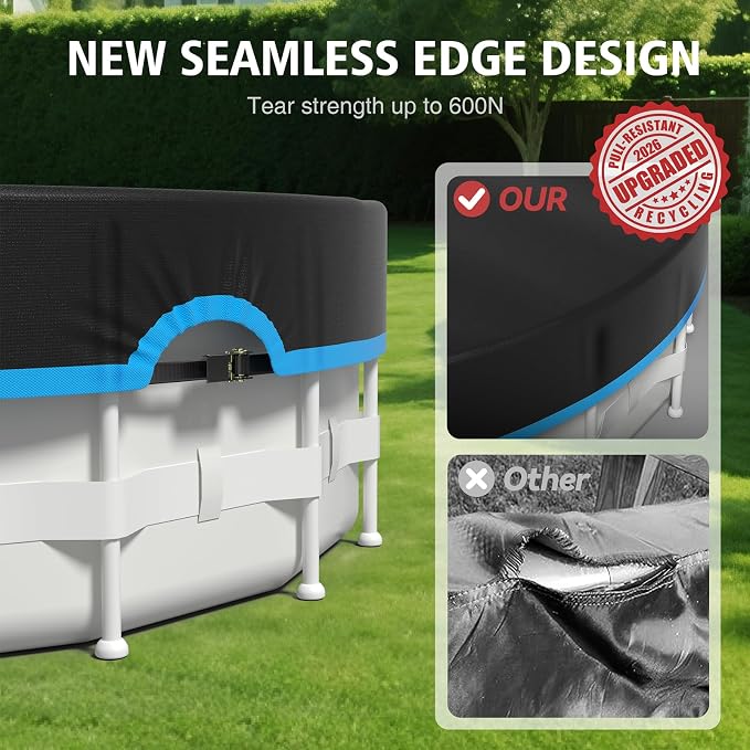 Winter Pool Cover 21ft for Above Ground Pools, Heavy Duty Oxford Fabric with Durable Ratchet Tie Downs - Includes Storage Bag