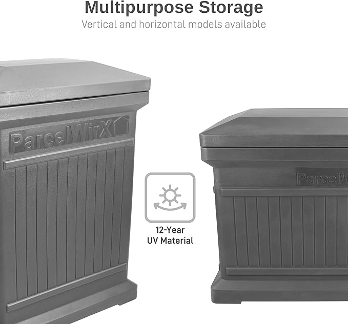 RTS Home Accents ParcelWirx Premium Horizontal Storage Cabinet/Package Delivery Box with Lift Off Lid, Graphite