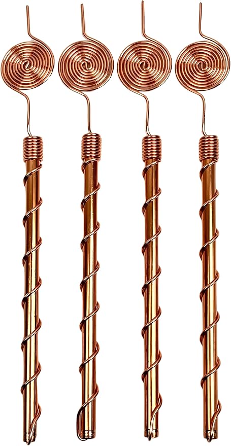 369 Spiral Copper Electroculture Antennas – 99.90% Pure Copper 369 Spirals for Organic Plant Growth, Soil Energy Boost & Root Development (4-Pack) – Eco-Friendly Gardening Tool