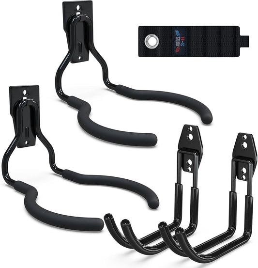 3-H Weed Eater Hanger 2 Pack,2 Large Garage Wall Hooks,1 Extension Strap,Utility Weedeater Rack,Tool Hangers for Organizing and Hanging Weed Wacker,Leaf Blower,String Trimmer,Power Tool in Garden