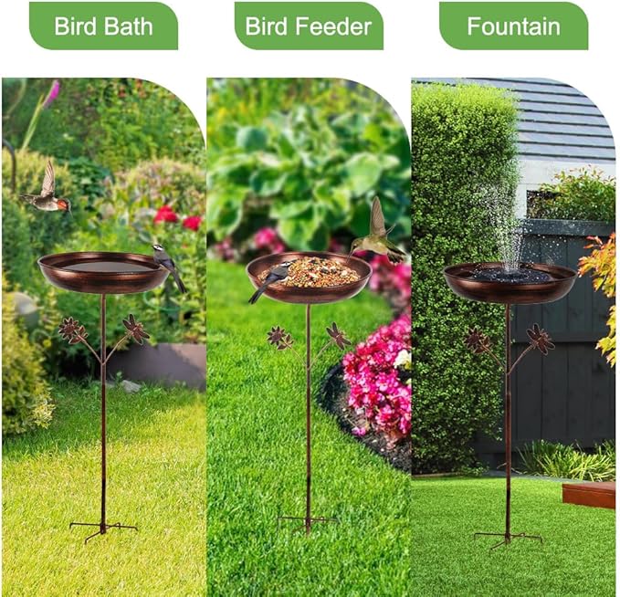 DREAMSOUL 34 Inch Height Bird Bath Stake, Vintage Bird Bath for Outside 13" Dia Birdbath for Garden Patio Decor