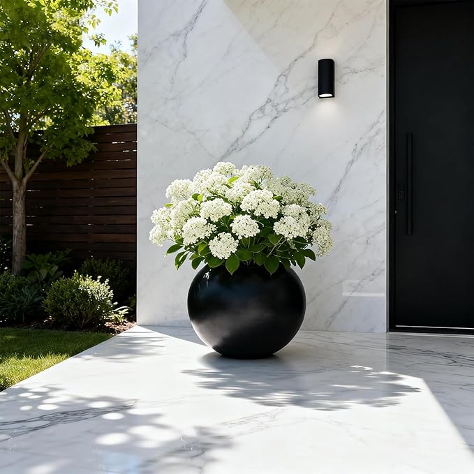 Large Round Planter,Planters for Indoor Plants & Outdoor,Durable Plastic Material Sphere Planter with Drainage Hole & Rubber Plug Weather Resistant,Plant Pot
