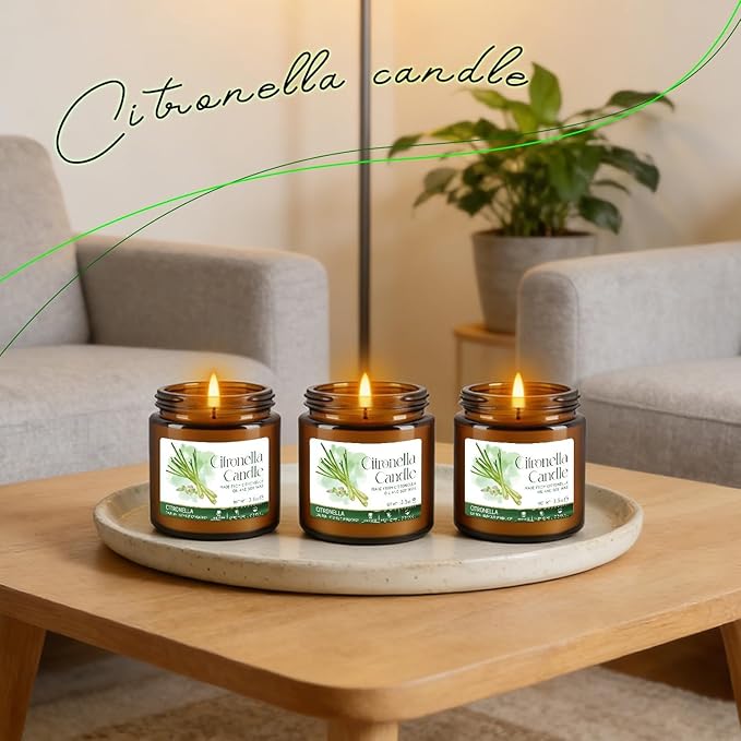 Citronella Candles Glass Outdoor&Indoor，12pack Scented Candle Natural Soy Wax for Home Decor,Gifts,Garden Camping Patio Picnic,3.5oz Long Lasting