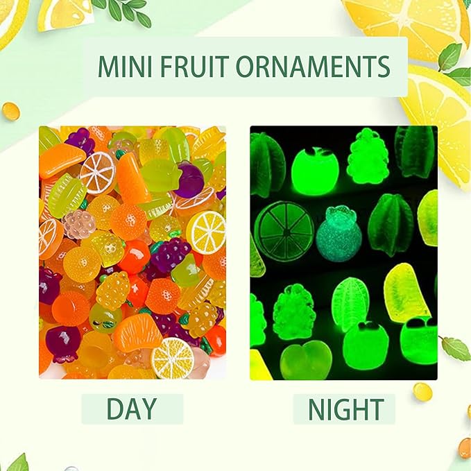 Mini Glow In The Dark Animal Resin Models, Resin Animals Mystery Bags, Individually Wrapped Blind Bags Tiny Animal Figurines, Collectible Mini Animals For Fairy Garden, DIY Crafts (200, Fruit)