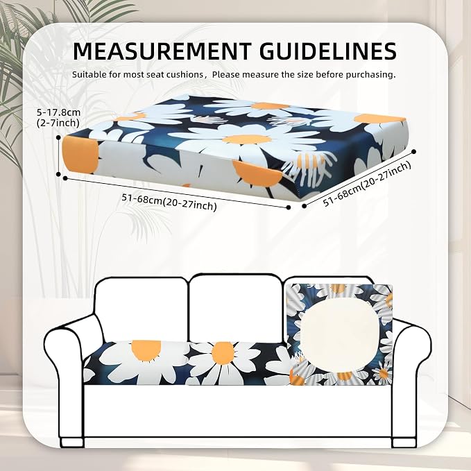 BIETYONE 8Pcs Stretch Patio Cushion Covers,Outdoor Couch Covers Replacement,Outdoor Couch & Sofa Slipcovers,for Patio Furniture Cushion Covers,Washable Reusable urniture Protector(Chrysanthemum,8PCS)