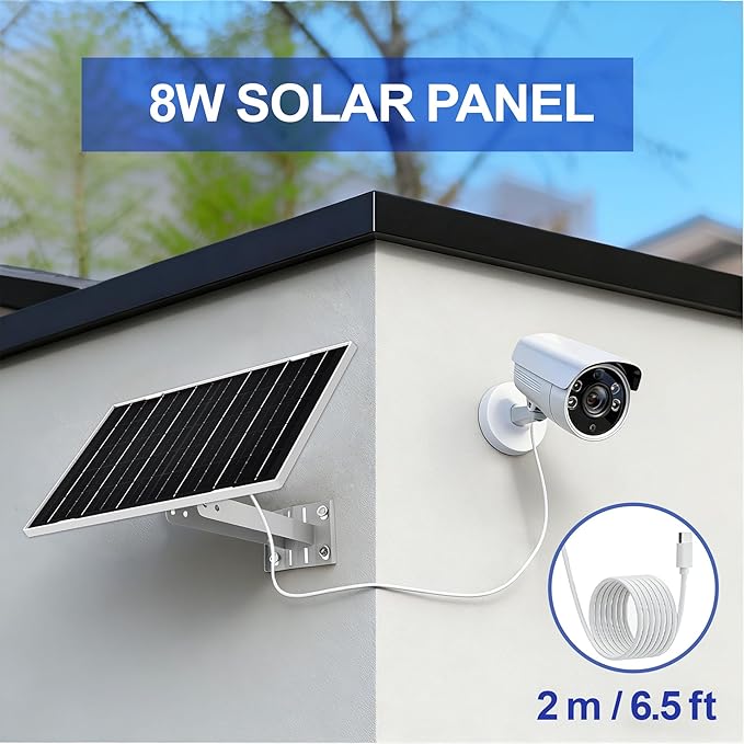 Eco-friendly 8W 5V Monocrystalline Solar Panel, Type-C Interface, IP66 Waterproof, 6.5-foot Cable, High Conversion Rate, Compatible with Various Electronic Devices