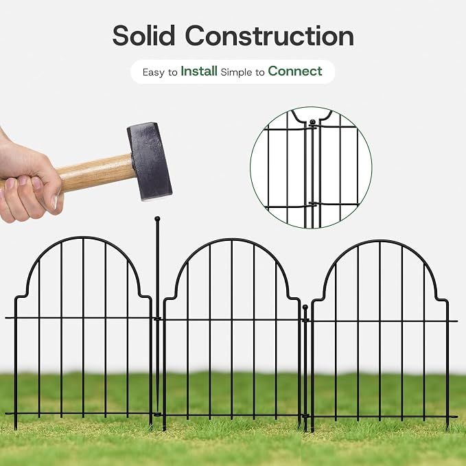Garden Fence Panels, 17in H x 18.7ft L, 18 Panels Rust-Resistant Decorative Garden Fence, No Dig Small Garden Fence, Animal Barrier Fence for Garden Yard Flower Bed Patio Outdoor