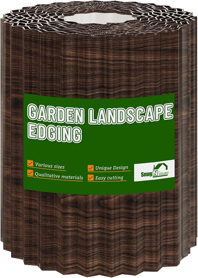 SnugNiture Corrugated Metal Garden Edging,8" x 20' Landscape Edging Border,Sturdy Metal Lawn Edging for Landscaping, Garden,Flower Bed and Yard
