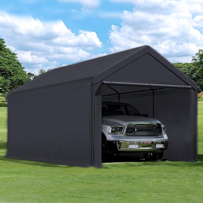 Caravan Canopy Car Tent Sidewalls for Carport, Garage & Shed, Domain, 10 x 20 Ft, Black (Roof and Canopy Not Included) - Portable Vehicle and Motorcycle Shelter - Large Outdoor Storage