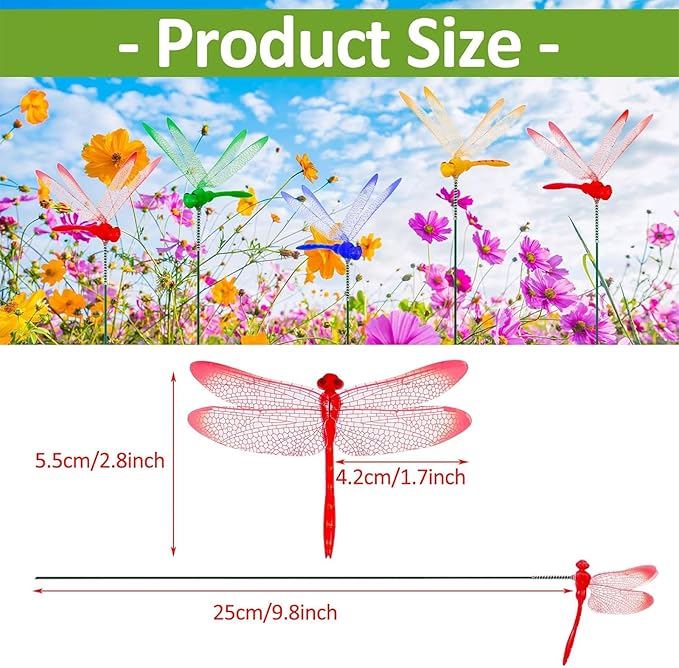 Kleeblatt Dragonfly Clip 12pcs - DIY Dragon Fly Clips, Hair Accessories, Garden Decor, Outdoor Decorative Stakes - Ideal for Garden & Patio Enhancement(in Boxs)