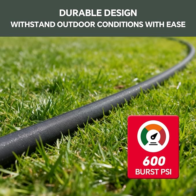 Garden Hose 50ft, Made of TPU(Not PVC), Ultra-Light & Flexible Water Hose, Non-Shrinking, Easy to Store, Drinking Water Safe Material, All-weather, Black&Gray
