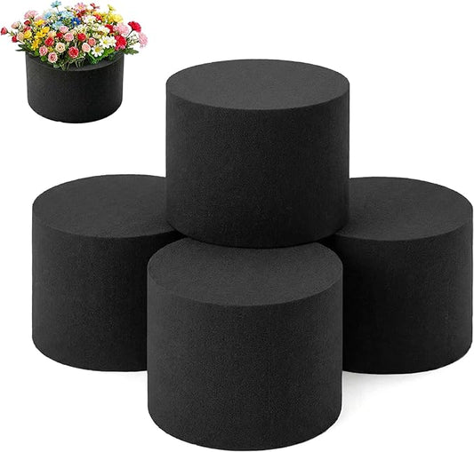 Reusable Floral Foam Round Blocks,Black Flower Foam Round for Artificial & Dried Flowers, Dry Floral Foams Styrofoam for Artificial Flowers (4Pack,3")
